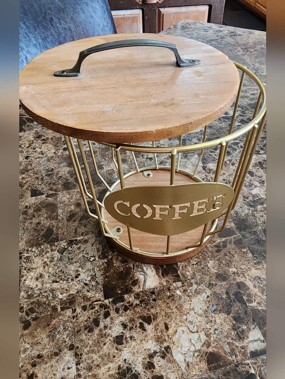 Gold Metal Coffee Decor Or Use As Storage - Picture 3 of 6